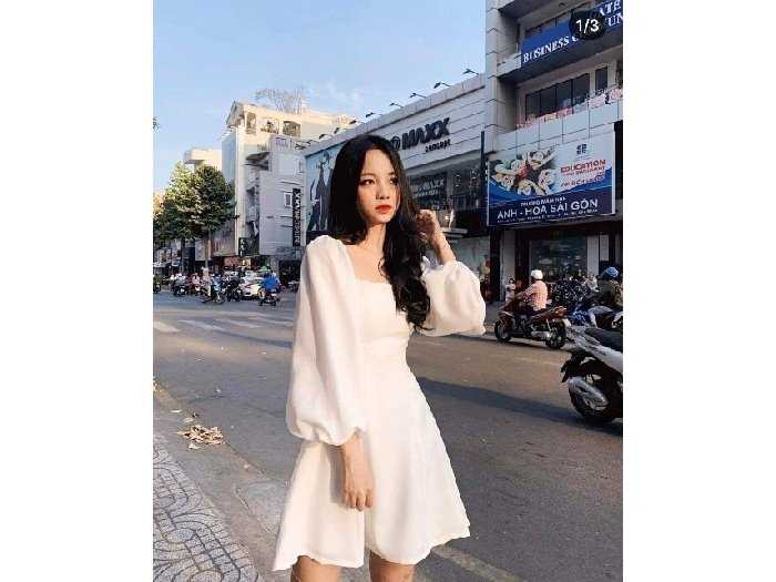 Đầm xòe tay phồng phối nút ngực chất tơ xinh cực Bori dress KÈM ẢNH THẬT   Shopee Việt Nam