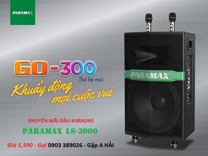 Loa kéo Paramax PRO GO 300 + khuyến mãi Đầu Karaoke Hi-end  Paramax LS-3000
