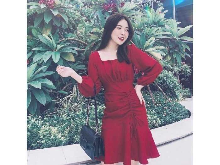 2019 phụ nữ mới mùa hè áo dài cô gái váy khí chất váy mỏng retro váy đỏ váy  nữ - Váy eo cao váy siết eo | Tàu Tốc Hành |