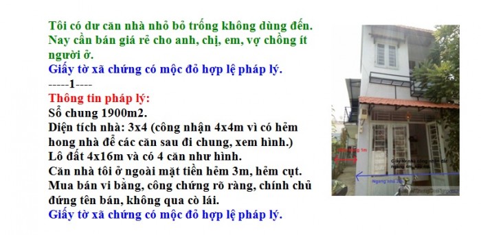 Bán nhà nhỏ hóc môn, chợ gấu giáo xứ tân đông