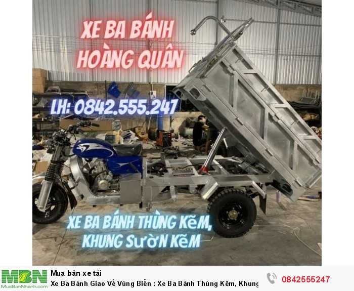 Xe Ba Bánh Giao Về Vùng Biển : Xe Ba Bánh Thùng Kẽm, Khung Sườn Kẽm, Vai Kẽm, Máy 200Cc, Phuộc Đơn 60 Ly