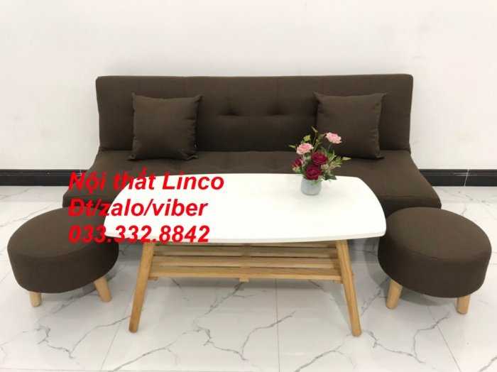 Bộ ghế sofa giường mini diện tích nhỏ sfg09 màu nâu đậm cafe vải ...