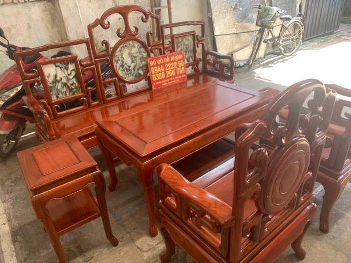 Bộ bàn ghế giả cổ kiểu móc mỏ gỗ hương đỏ lào5