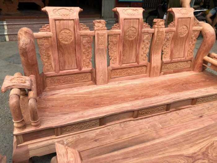 Bộ bàn ghế giả cổ tần thủy hoàng tay 14 gỗ hương đá víp0