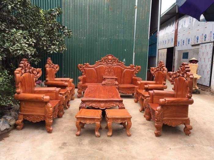 Bộ bàn ghế tân cổ điển hoàng gia gỗ gõ đỏ víp0