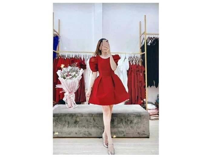 Váy tafta đỏ xòe nhún vai V1846 - DOLCE VIVA COLLECTION - Đầm, váy nữ |  ThờiTrangNữ.vn