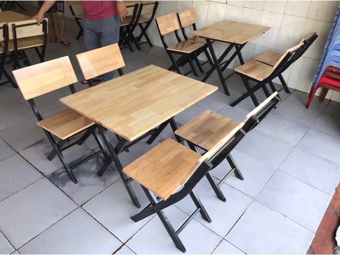 Bộ bàn ghế gỗ xếp quán nhậu Nội Thất Nguyễn Hoàng Sài Gòn1