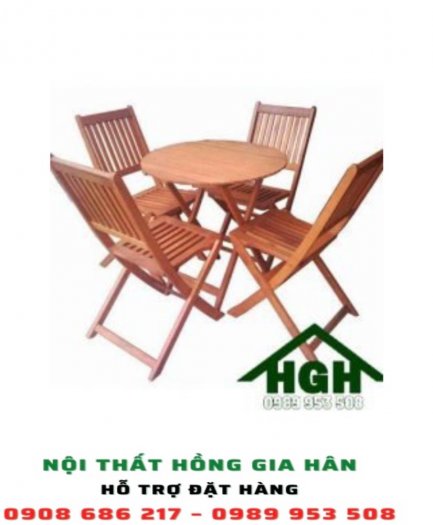 Bộ bàn ghế gỗ chân xếp HGH70