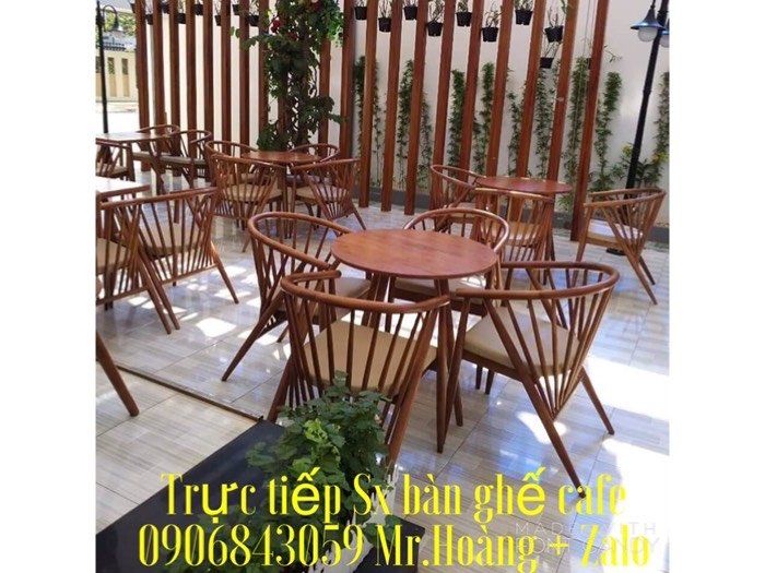 Bàn ghế cafe gỗ nệm giá tốt - nội thất Nguyễn Hoàng0
