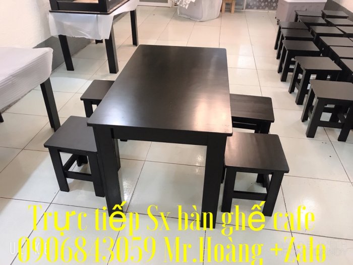 Bộ bàn ghế gỗ Sơn đen quán ăn- nội thất Nguyễn hoàng0