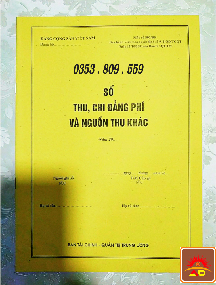 Cung Cấp Sổ Thu, Chi Đảng Phí Và Nguồn Thu Khác Mẫu Số S03 Mới 100%, Giá:  6.000Đ, Gọi: 0353809559, Quận Hoàn Kiếm - Hà Nội, Id-C9321800