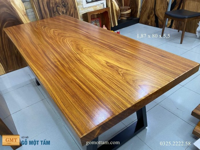 Bàn ăn, bàn làm việc gỗ tự nhiên nguyên tấm dài 1,87 x 80 x 5cm1