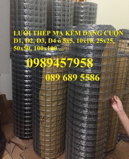 Lưới thép đen dây 2ly ô 25x25, Lưới hàn mạ kẽm dây 3ly ô 50x50, 100x100, Lưới đổ sàn chống nứt