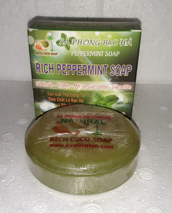 Sản xuất xà bông bạc hà dầu dừa nguyên chất Rich Peppermint Soap , cung cấp xà bong organic sỉ Gọi 0975603004 - Mr Sơn 0
