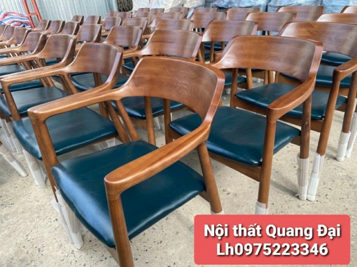 Ghế gỗ sơn PU có nệm giá rẻ tại xưởng sản xuất Nội Thất Quang Đại