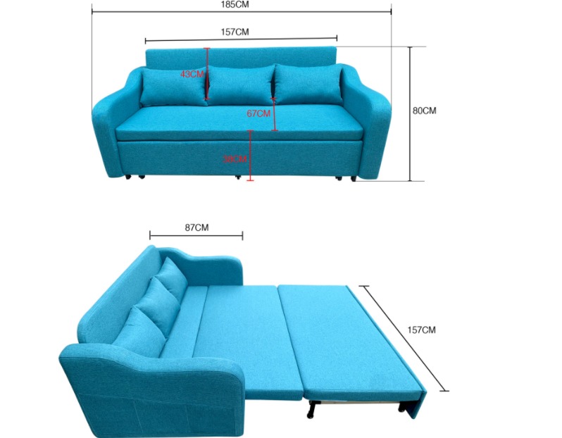 Ghế sofa kéo ra thành giường giường thông minh bằng gỗ tự nhiên