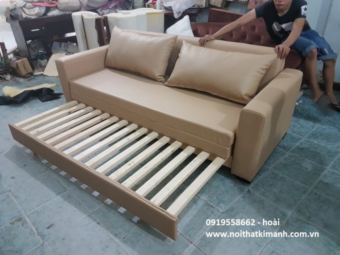 Ghế sofa kéo ra thành giường giường thông minh bằng gỗ tự nhiên6