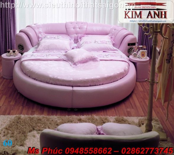 Giường tròn công chúa màu hồng cho các bé gái3