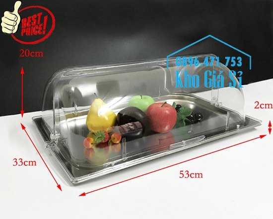 Nắp khay buffet hình chữ nhật mở 180 độ - Nắp nhựa mica đậy khay 1/1 - Nắp nhựa trong suốt đậy khay 1/2 giá tốt tại HCM3