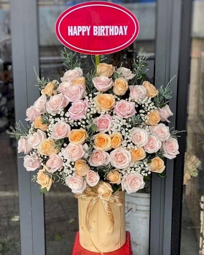 Chậu hoa hồng tươi chúc mừng sinh nhật - LDNK1460