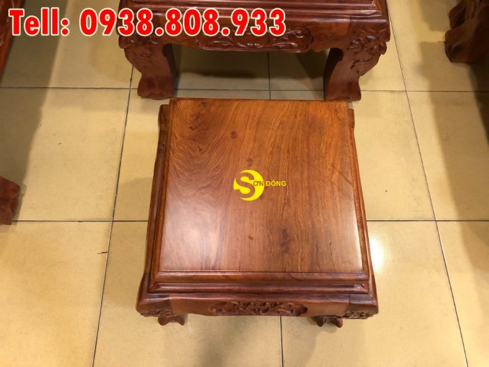 Bộ bàn ghế chạm đào đẹp gỗ hương đá tay 12 – BBG2561
