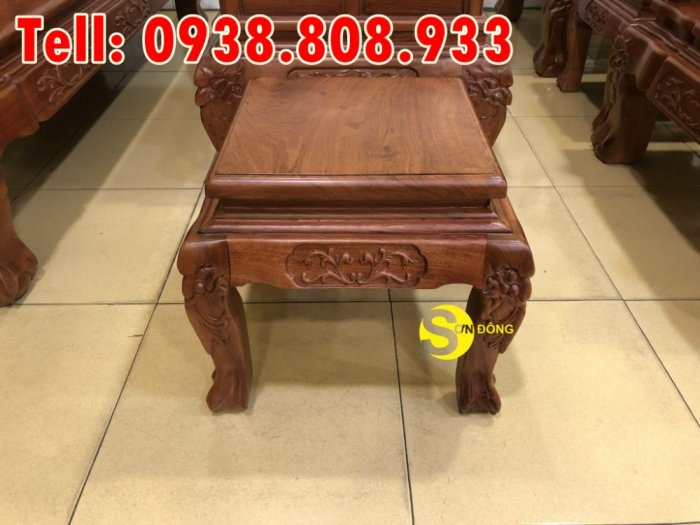 Bộ bàn ghế chạm đào đẹp gỗ hương đá tay 12 – BBG2560