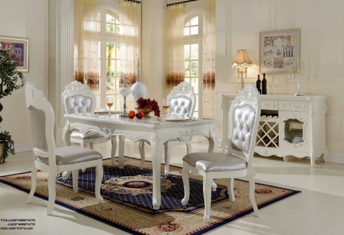 Bộ bàn ghế ăn tân cổ điển sang trọng, cao cấp giá rẻ Dĩ An, Bình Dương, Bàn ghế ăn cổ điển phong cách châu Âu4
