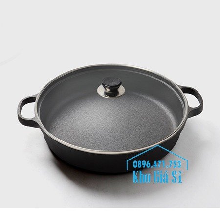 Chảo gang đen đúc nguyên khối chống dính tự nhiên nấu, nướng trên bếp từ, bếp điện21