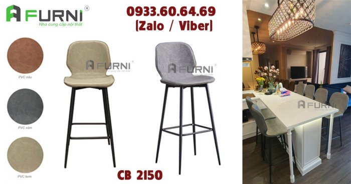 Ghế bar có lưng tựa ngồi quầy đảo bếp đẹp sang trọng có sẵn tại Nội thất Furni hcm CB2150-65P3