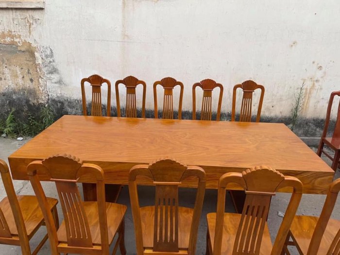 Bộ bàn ghế ăn 10 ghế gỗ hương xám10