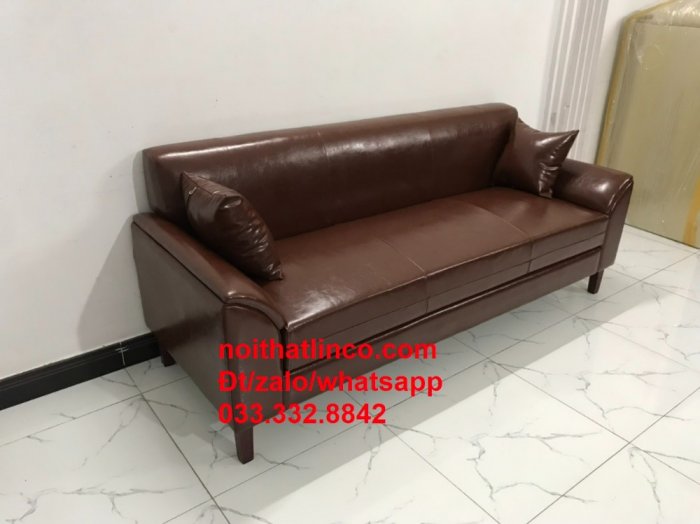 Bộ ghế sofa băng BT1 simili giả da cao cấp màu cafe nâu HCM Tphcm SG Đồng Nai