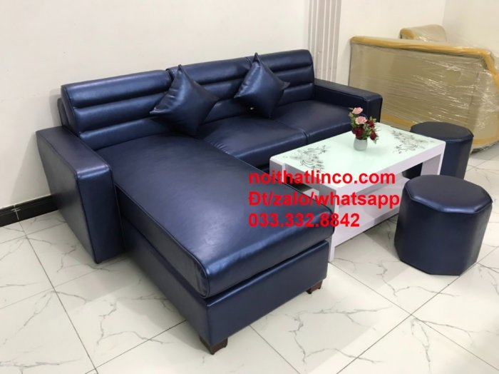 Bộ ghế sofa góc phòng khách GT2 xanh dương đậm HCM Bình Dương Đồng Nai