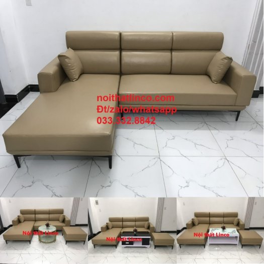 Bộ ghế sofa góc L đẹp hiện đại GT4 simili giả da HCM SG Sài Gòn Biên Hòa