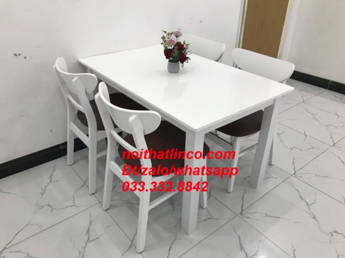 Bộ bàn ăn 1m2 mango màu trắng đẹp giá rẻ Nội thất Linco HCM SG Dĩ An Thuận An