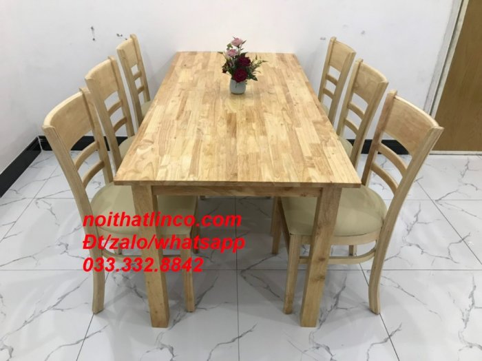 Bộ bàn ăn 6 ghế cabin gỗ cao su tự nhiên Nội thất Linco HCM Đồng Nai