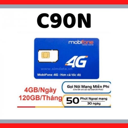 Sim 4G Mobifone gói C90N, trọn gói 1 năm không nạp tiền, free nghe gọi và 1.440Gb data1