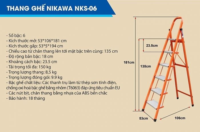 Thang ghế , Thang ghế NIKAWA NKS-06 (6 bậc)2