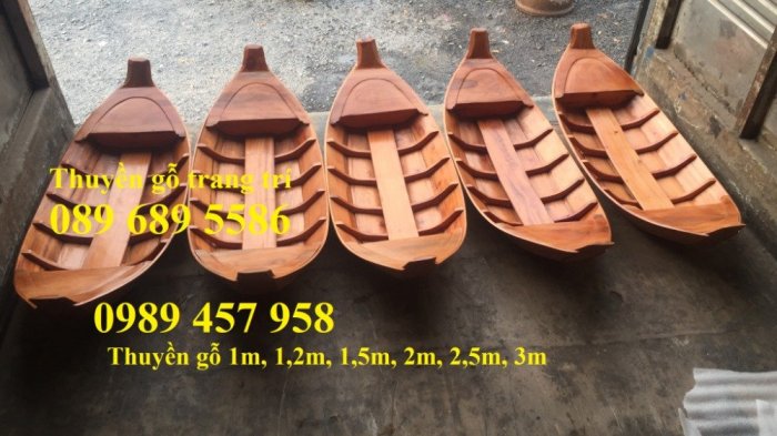 Đóng thuyền gỗ ba lá 3m, Thuyền 3,5m, Thuyền trang trí 4m theo yêu cầu4