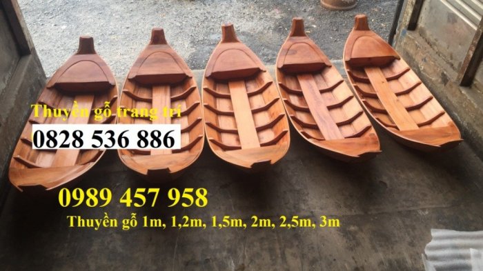 Mẫu xuồng gỗ 3 lá, Thuyền gỗ trang trí 2m, 3m, 3m510