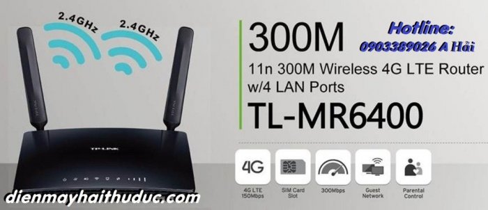 Thiết bị Phát WiFi TP-Link TL-MR6400 hỗ trợ khe sim 4G LTE5