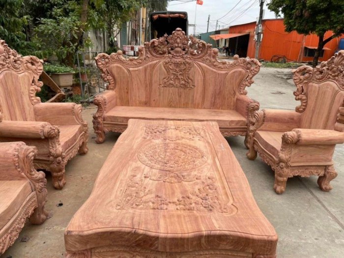 Bộ bàn ghế hoàng gia nguyên khối gỗ hương đá10