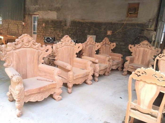 Bộ bàn ghế hoàng gia nguyên khối gỗ hương đá0