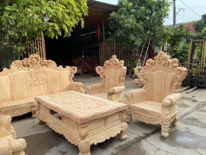 Bộ bàn ghế hoàng gia nguyên khối 10 món gỗ gõ đỏ5