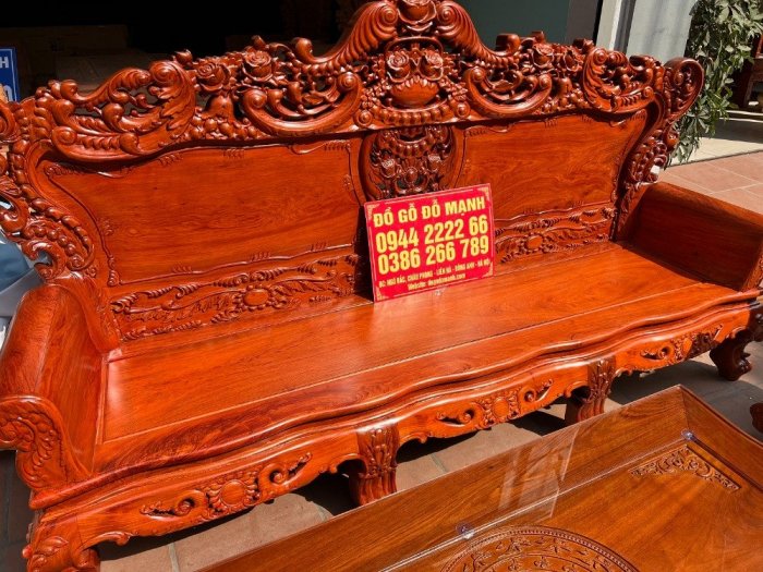 Bộ bàn ghế louis vách trơn gỗ hương đá .9