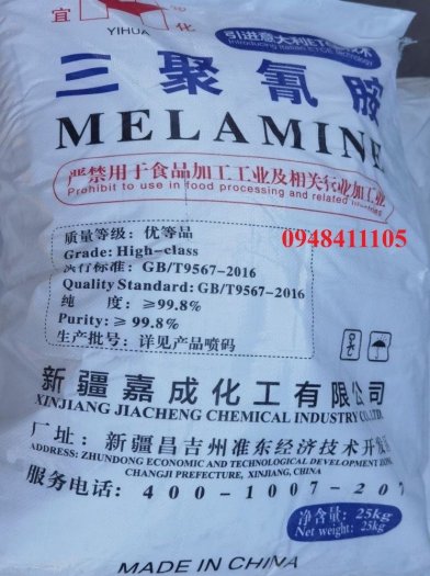 Melamine (C3H6N6), melamin con voi, nguyên liệu sản xuất phân bón, keo melamine - Zhungdong /Trung Quốc (LH: 0948411105)0
