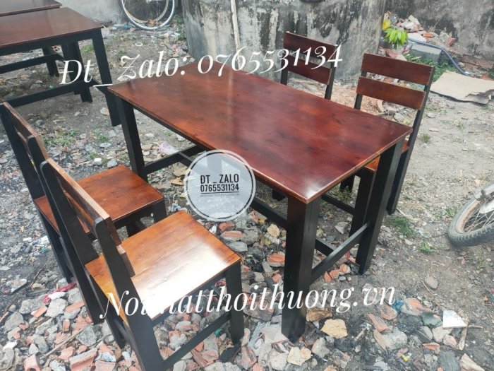 Bàn ghế quán ăn kết hợp quán cà phê bằng gỗ đẹp2
