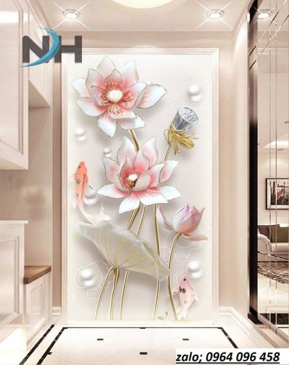 Tranh hoa sen 3d - tranh gạch 3d hoa sen - CXX33
