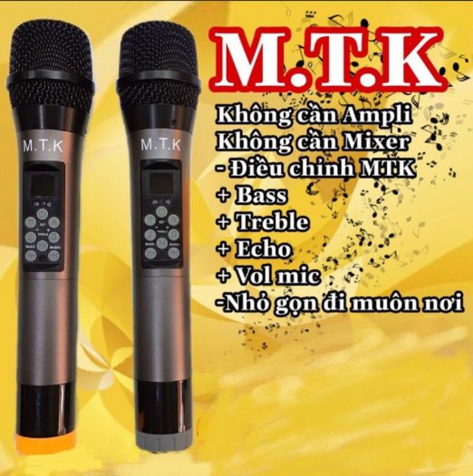 Micro không dây MTK 1A chỉnh được tất cả chức năng Karaoke trên thân Mic2