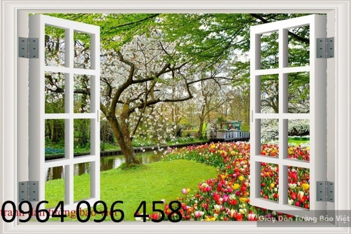 Tranh cửa sổ 3d - tranh gạch 3d cửa sổ - HFF430