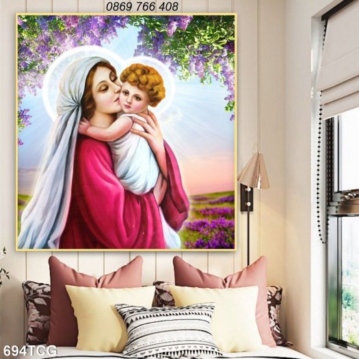 Tranh 3d Đức Mẹ công Giáo-Gạch tranh Thiên Chúa Treo tường11